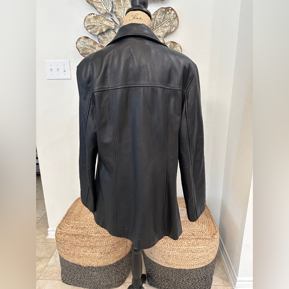 Wilsons Leather Black Genuine Leather Button-Front Jacket Coat Women’s L - Picture 4 of 10
